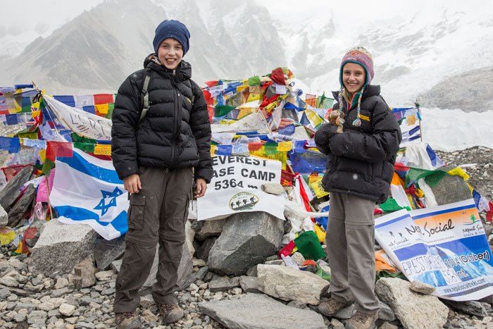 Tyler and Kara at Everest Base Camp in the Himalayas in Nepal.
