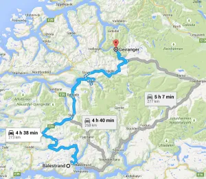 To Geiranger Map Norway itinerary