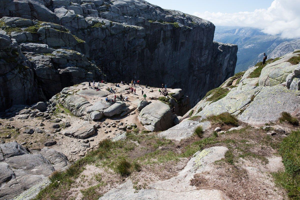 Looking down at Kjeragbolten