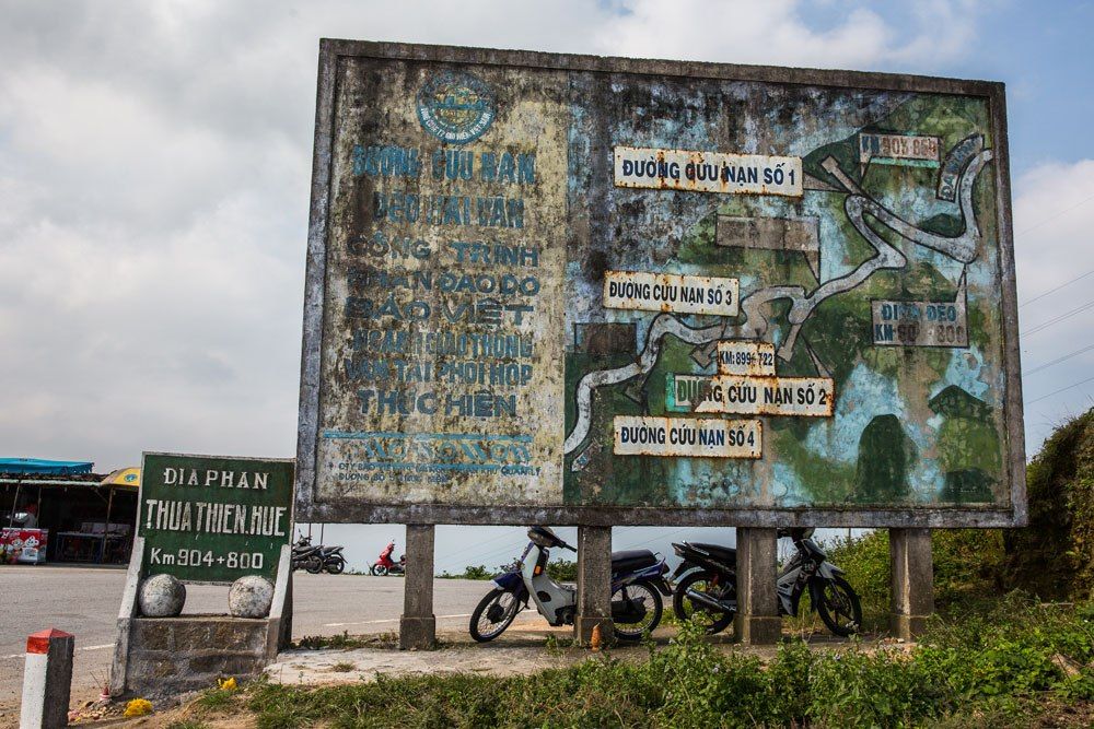 Sign at Hai Van Pass