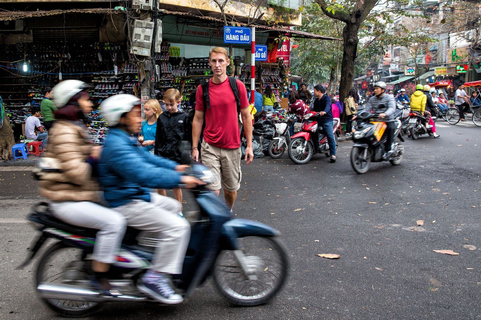 Crossing Street in Hanoi