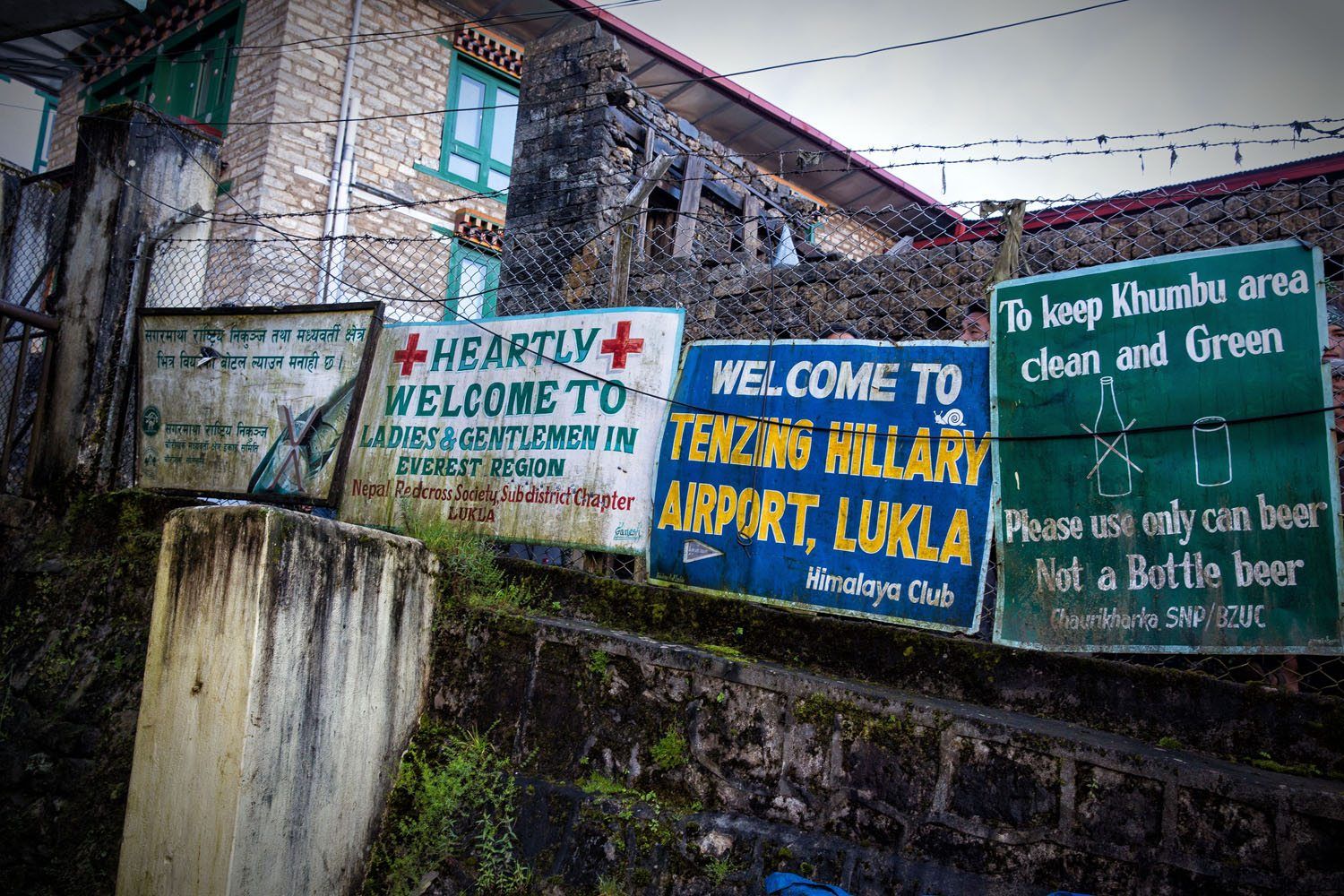 lukla airport signs Everest Base Camp