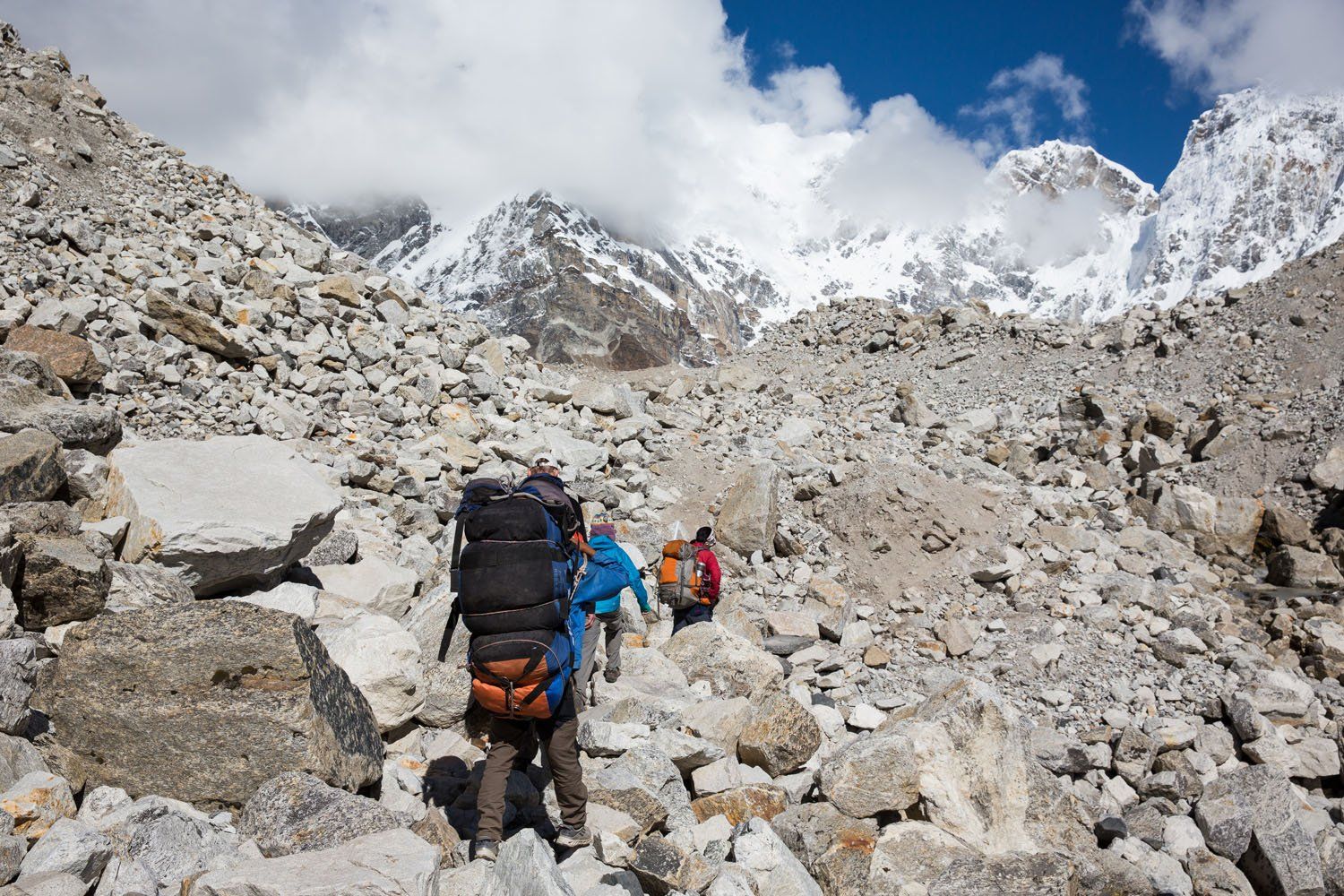 Trekking over boulders