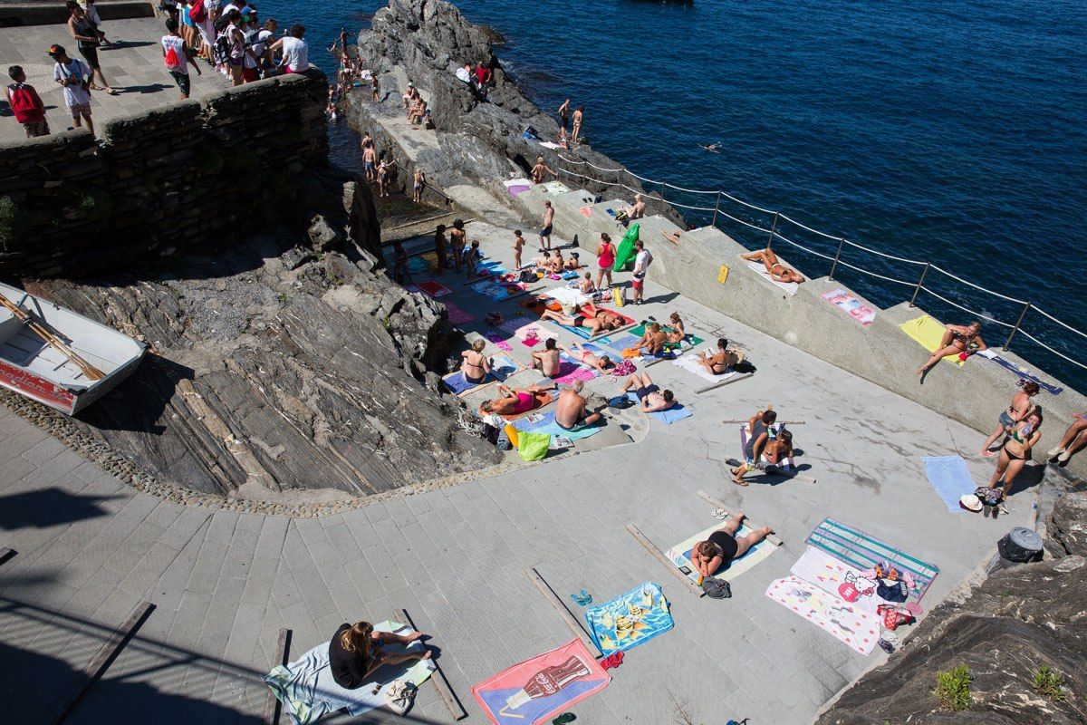 Sunbathers Cinque Terre
