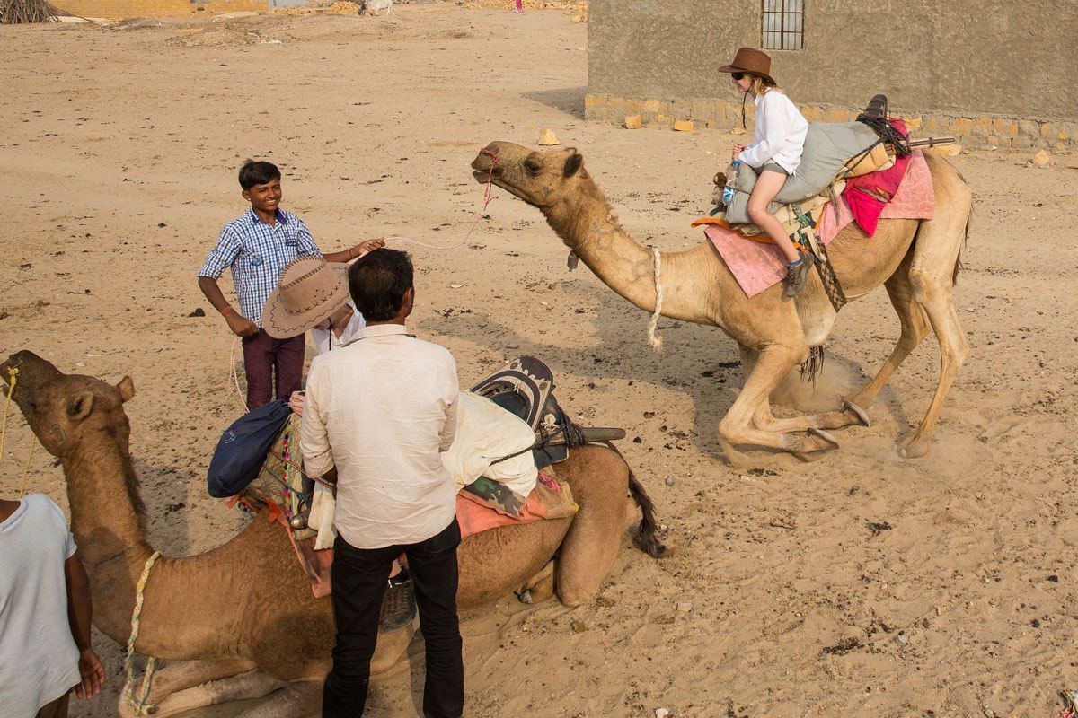 Getting on a camel