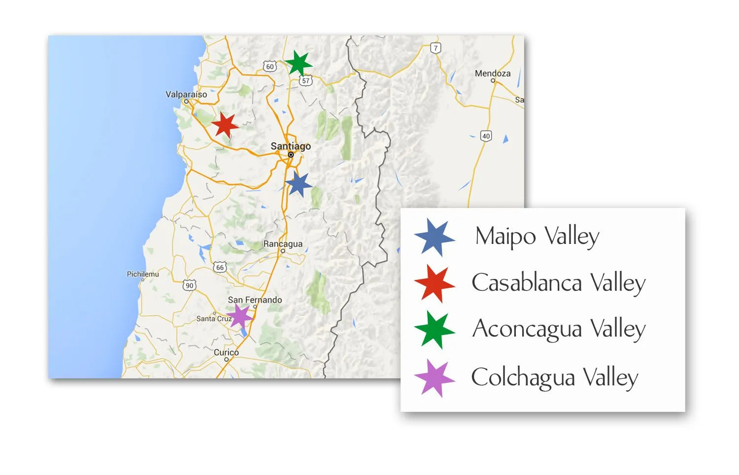 Map of Chilean Wine Regions