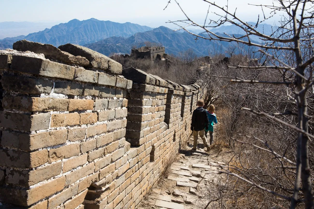 Great Wall Hike unrestored with kids