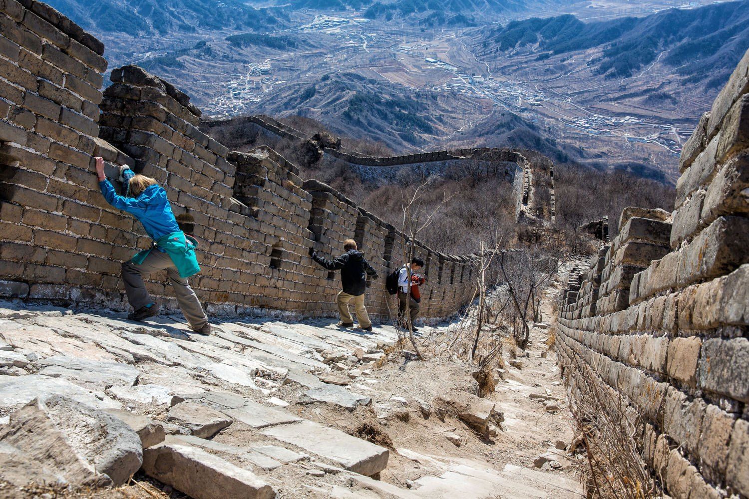 Hiking unrestored Great Wall China