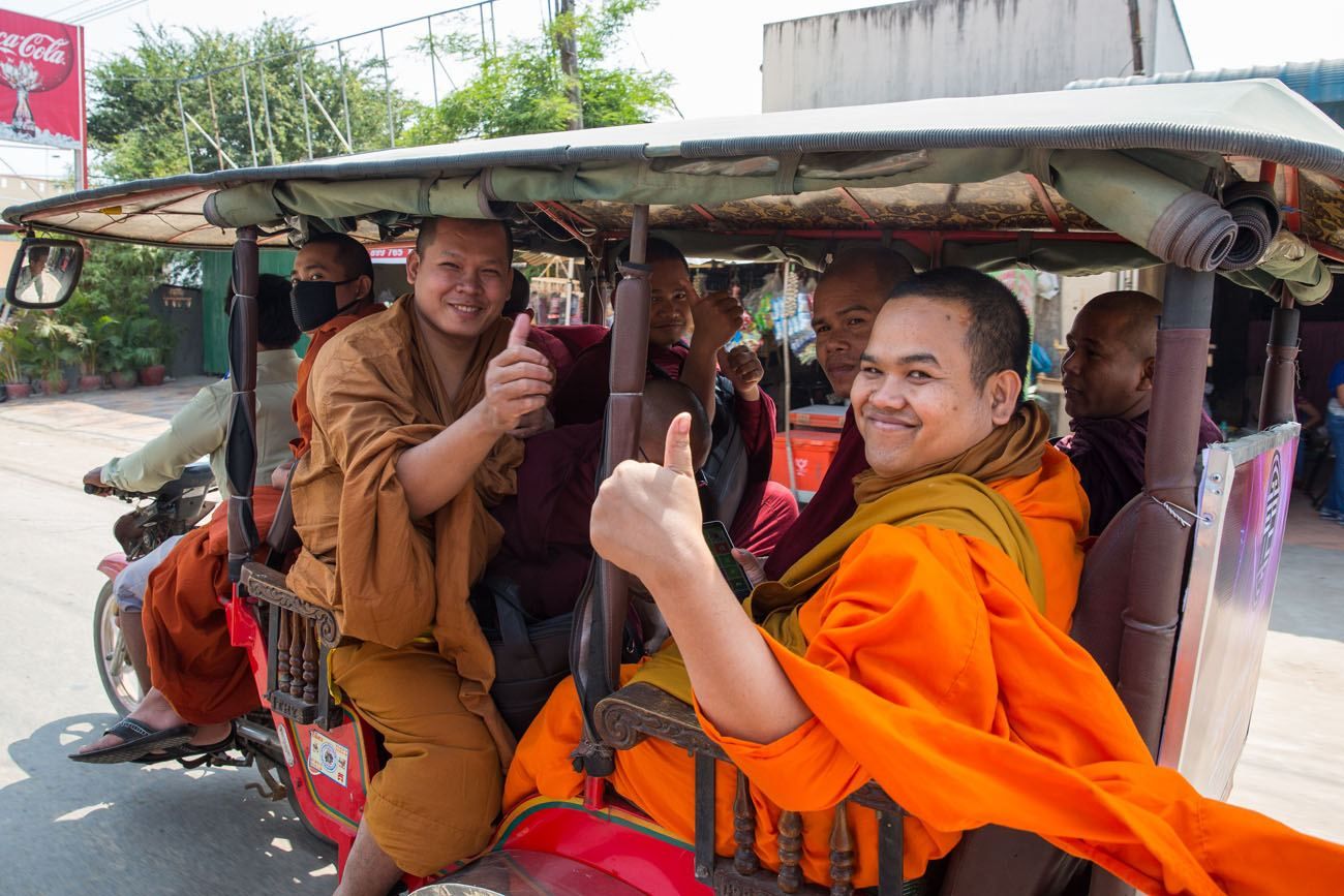 Monks in a tuk tuk