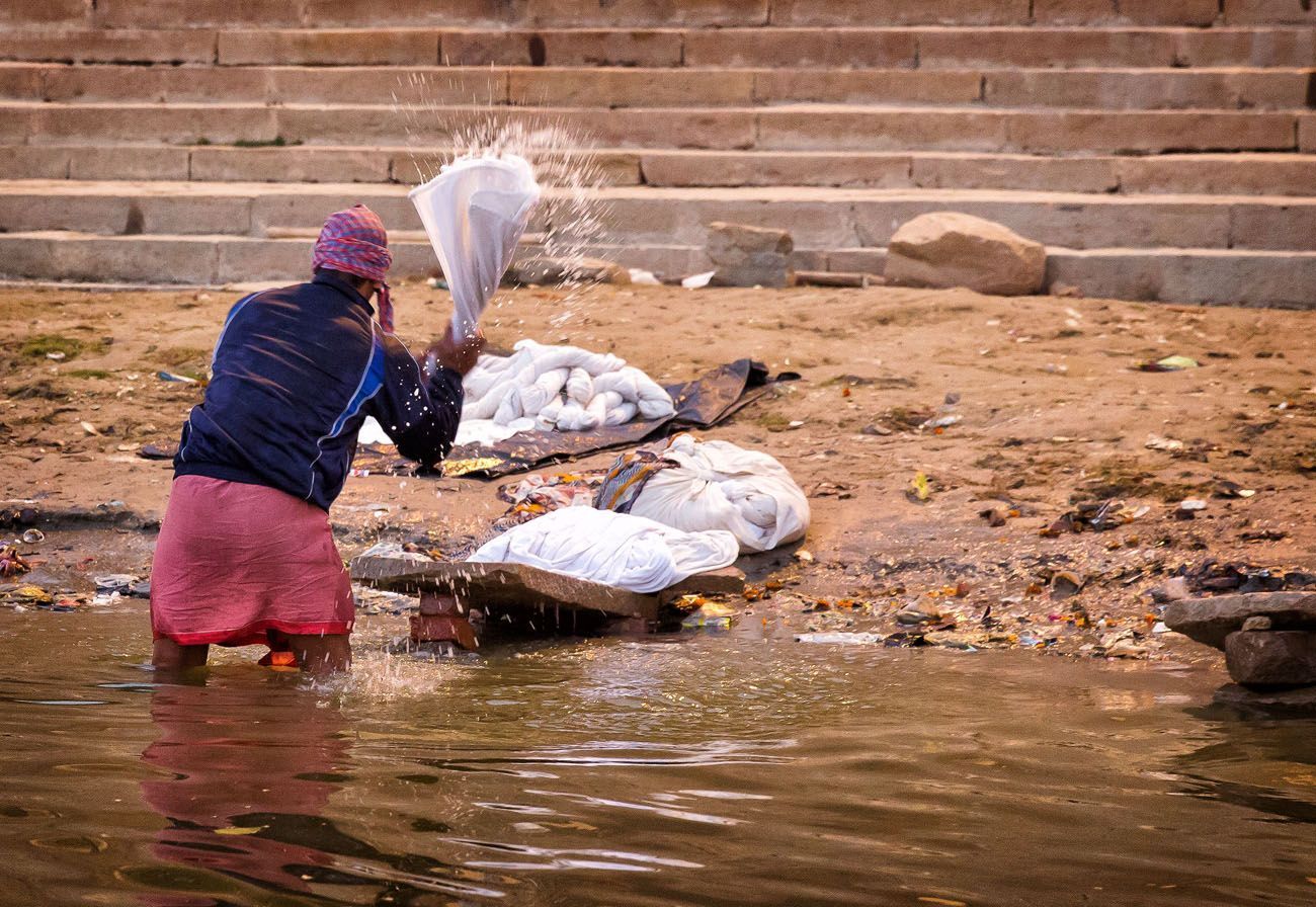 Doing laundry in the Ganges River Varanasi