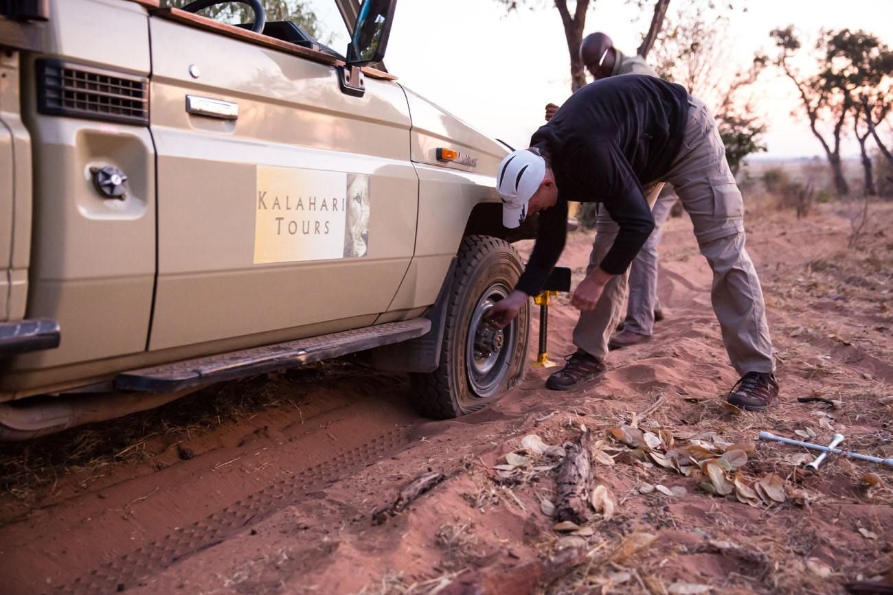 Fixing flat tire