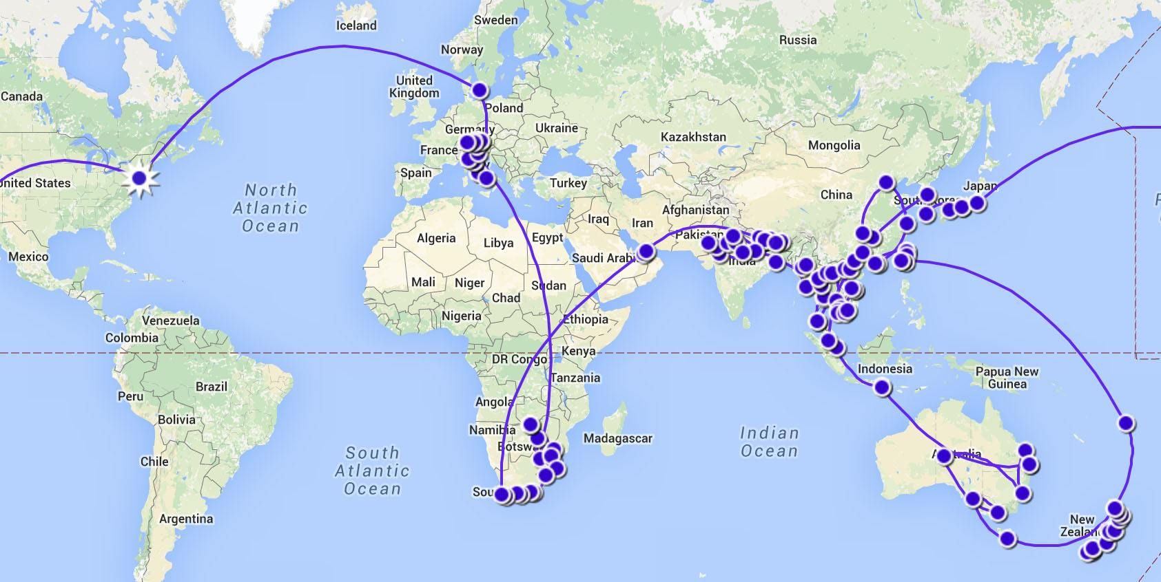 Our Around the World Itinerary Map