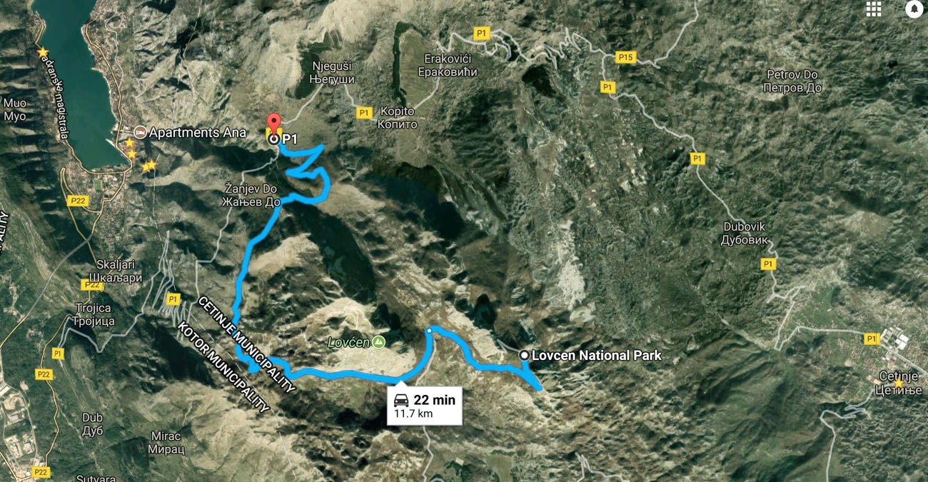 Map to Lovcen