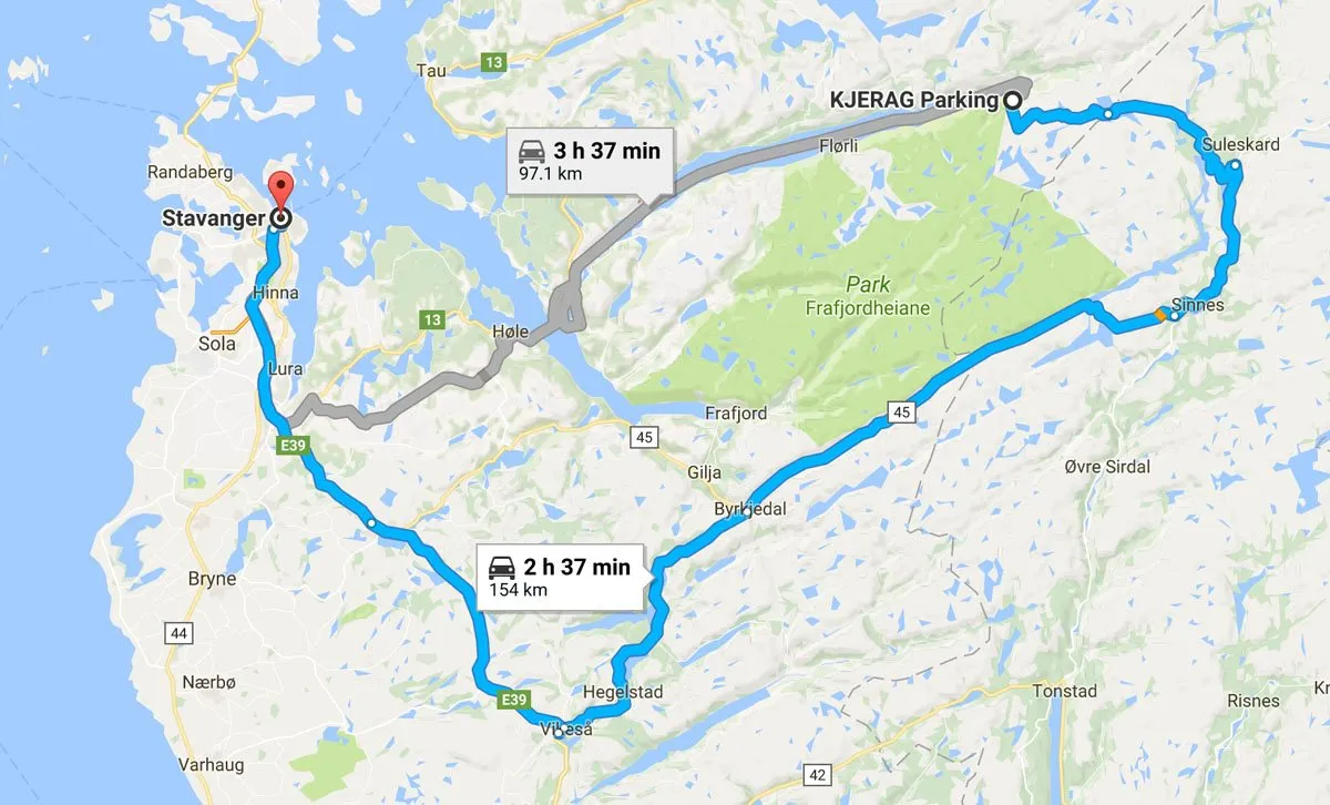 Map to Trolltunga