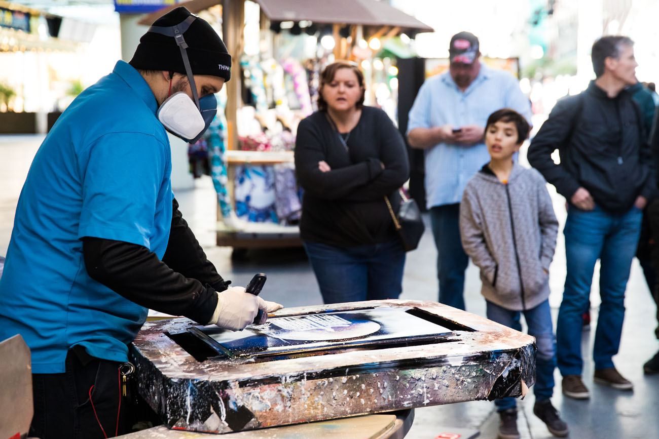 Fremont Street Artist Las Vegas with Teenagers