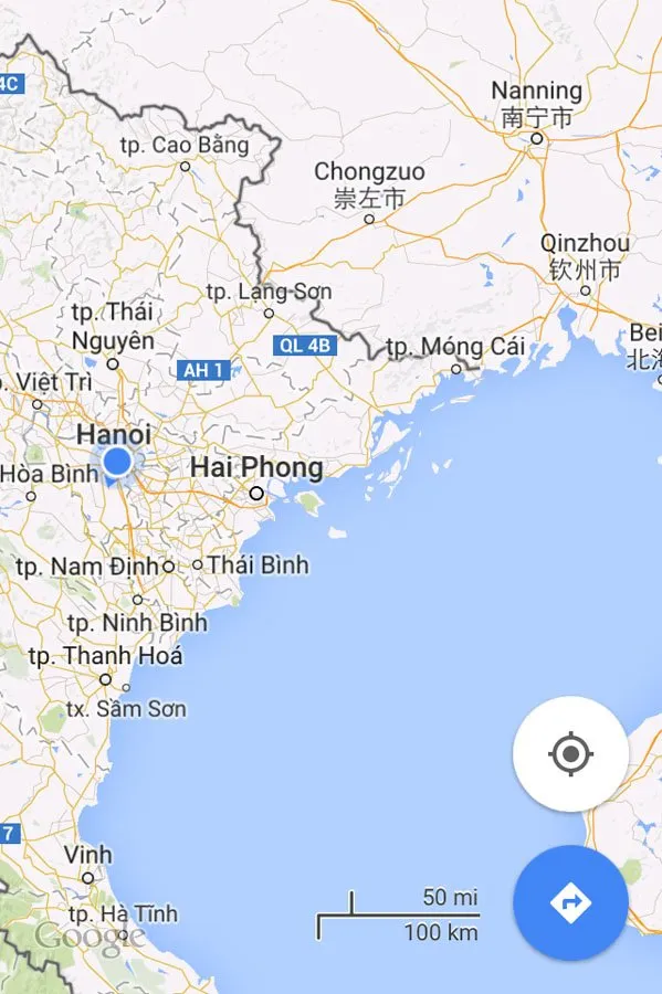 Map Hanoi to Nanning