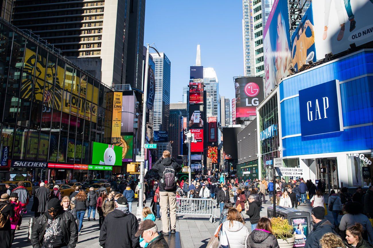 Times Square in February New York City itinerary