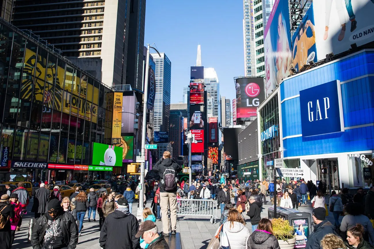 Times Square in February New York City itinerary