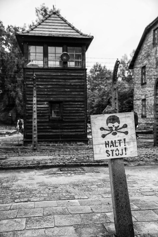 Auschwitz Halt Sign