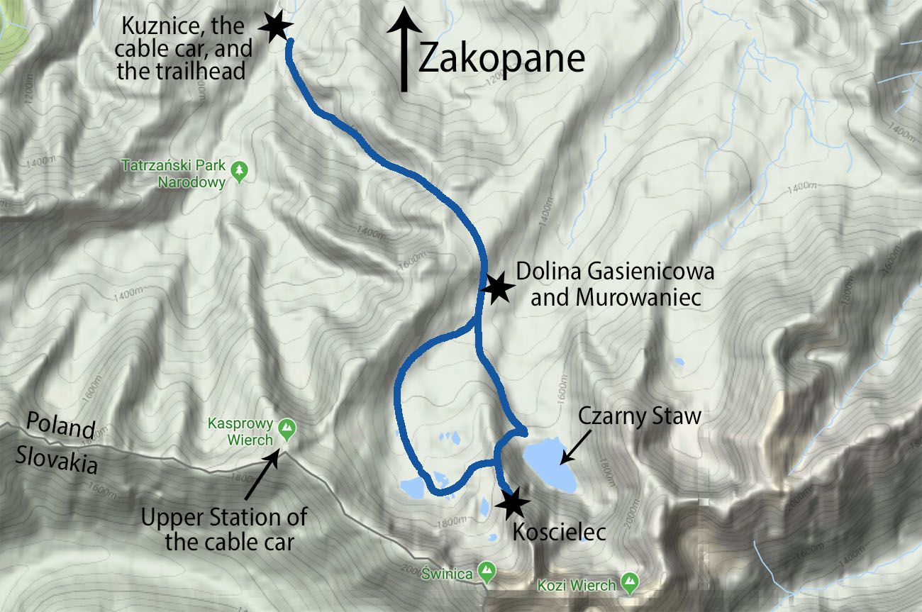 Map of Koscielec Hike