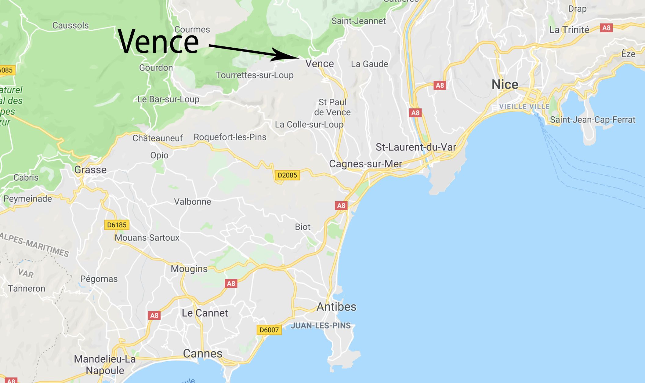 Vence on a Map