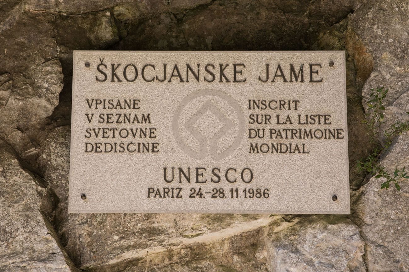 Skocjan UNESCO Sign