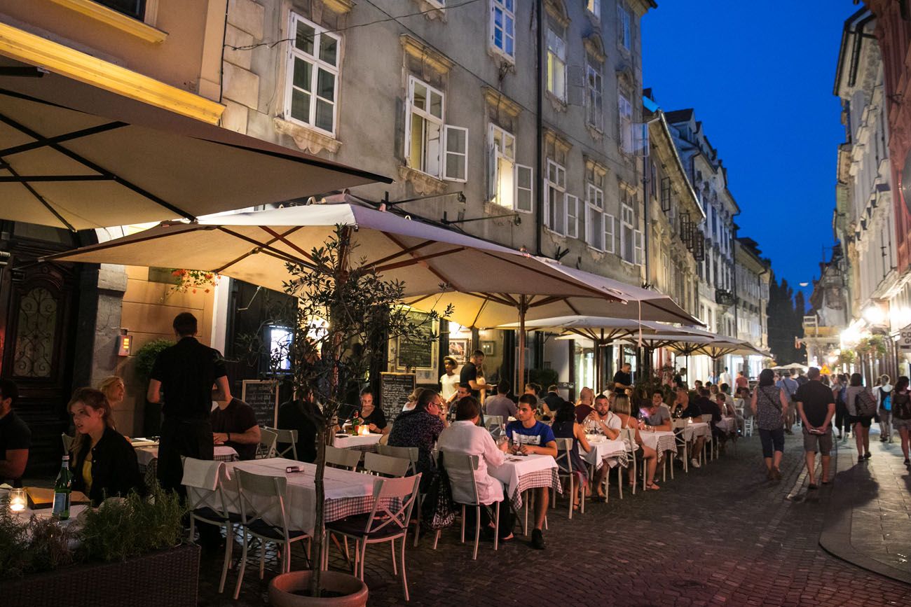 Ljubljana Cafes at Night