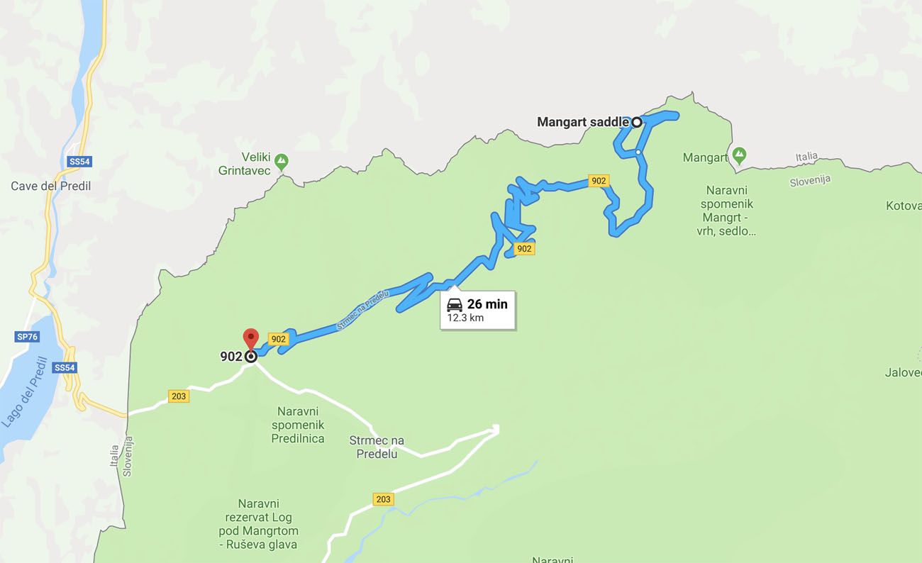 Mangart Saddle Map