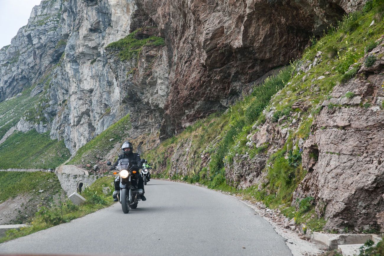 Motorcycles on Mangart Saddle