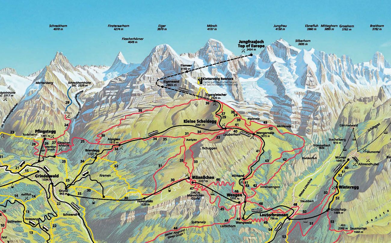 Map Switzerland Jungfrau