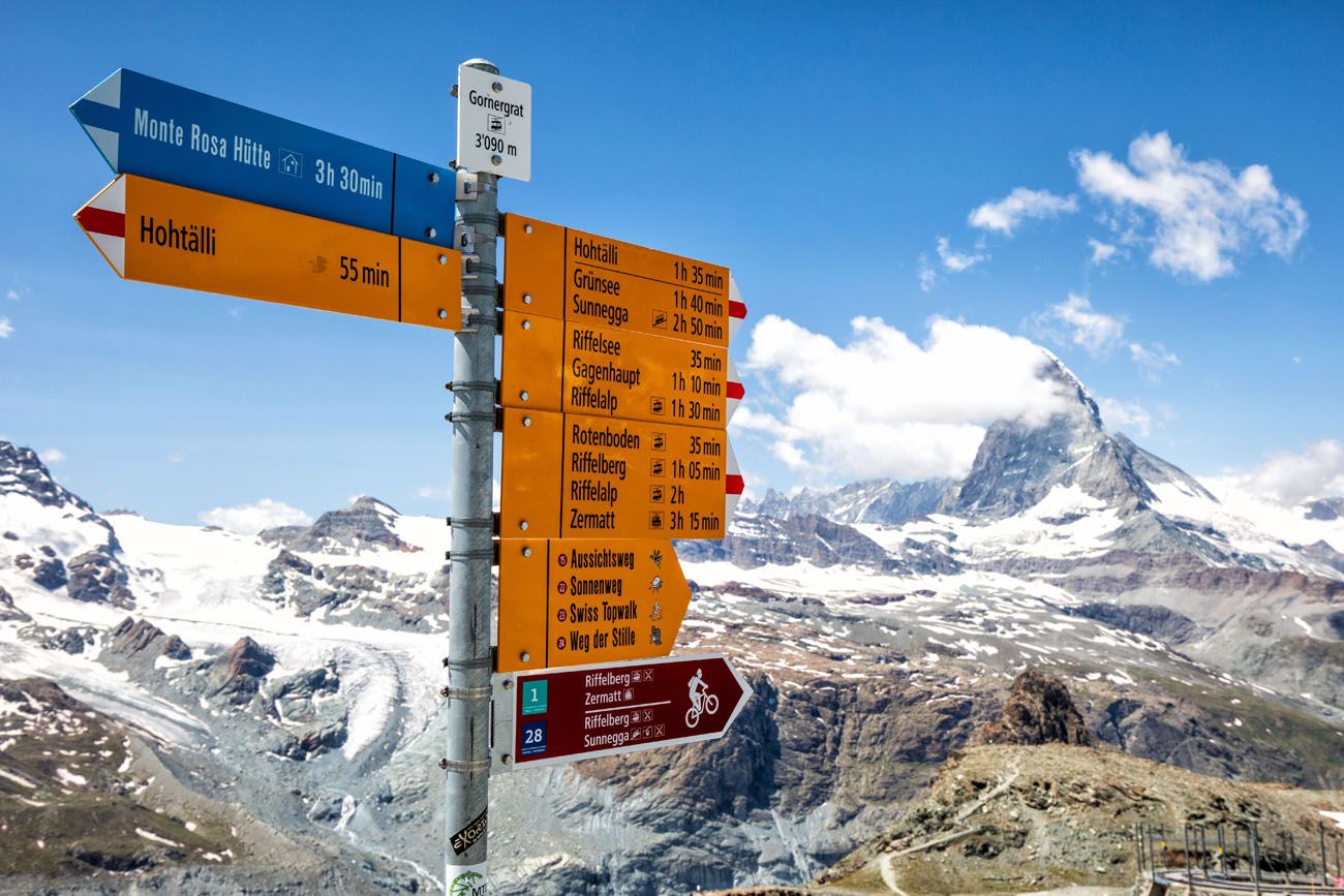 Zermatt Hiking Trail Sign