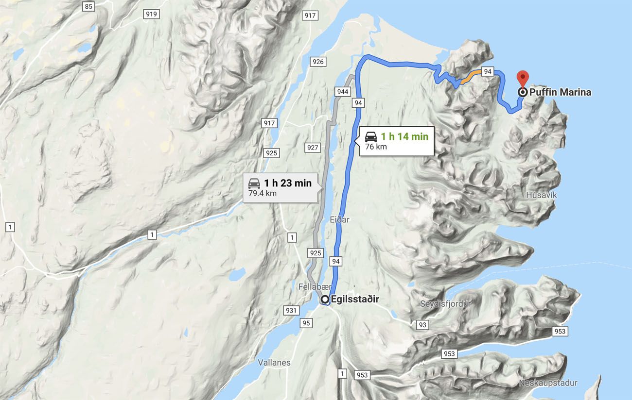 Directions to Borgarfjörður Eystri