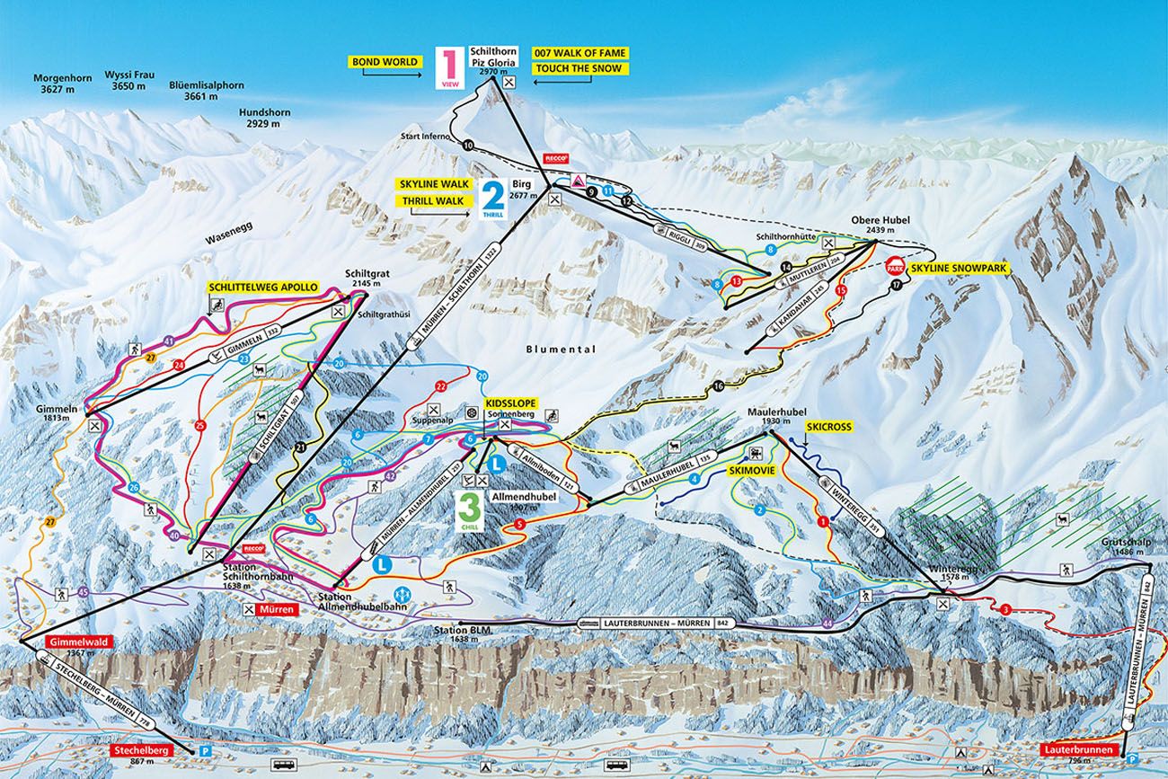 Map Switzerland Schilthorn Birg