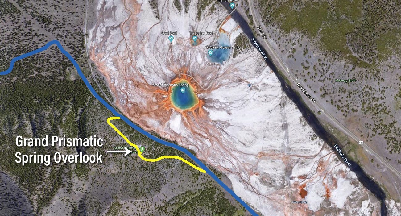 Grand Prismatic Spring Overlook Map