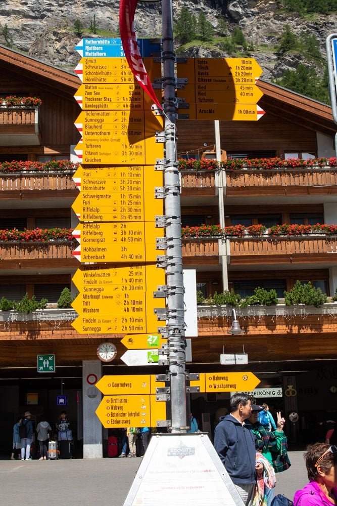 Zermatt Hiking Sign