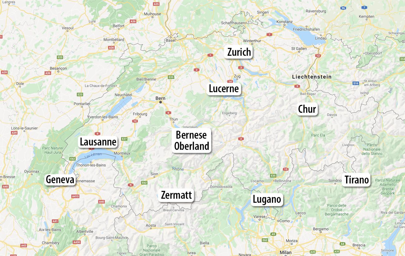 Switzerland Itinerary 21 Day Map