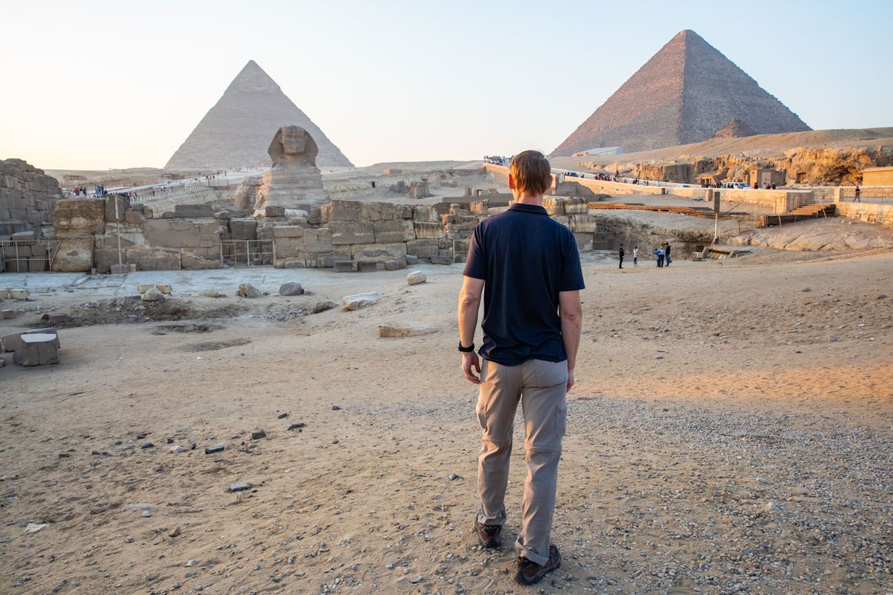 Tim and the Sphinx best views of the pyramids of Giza