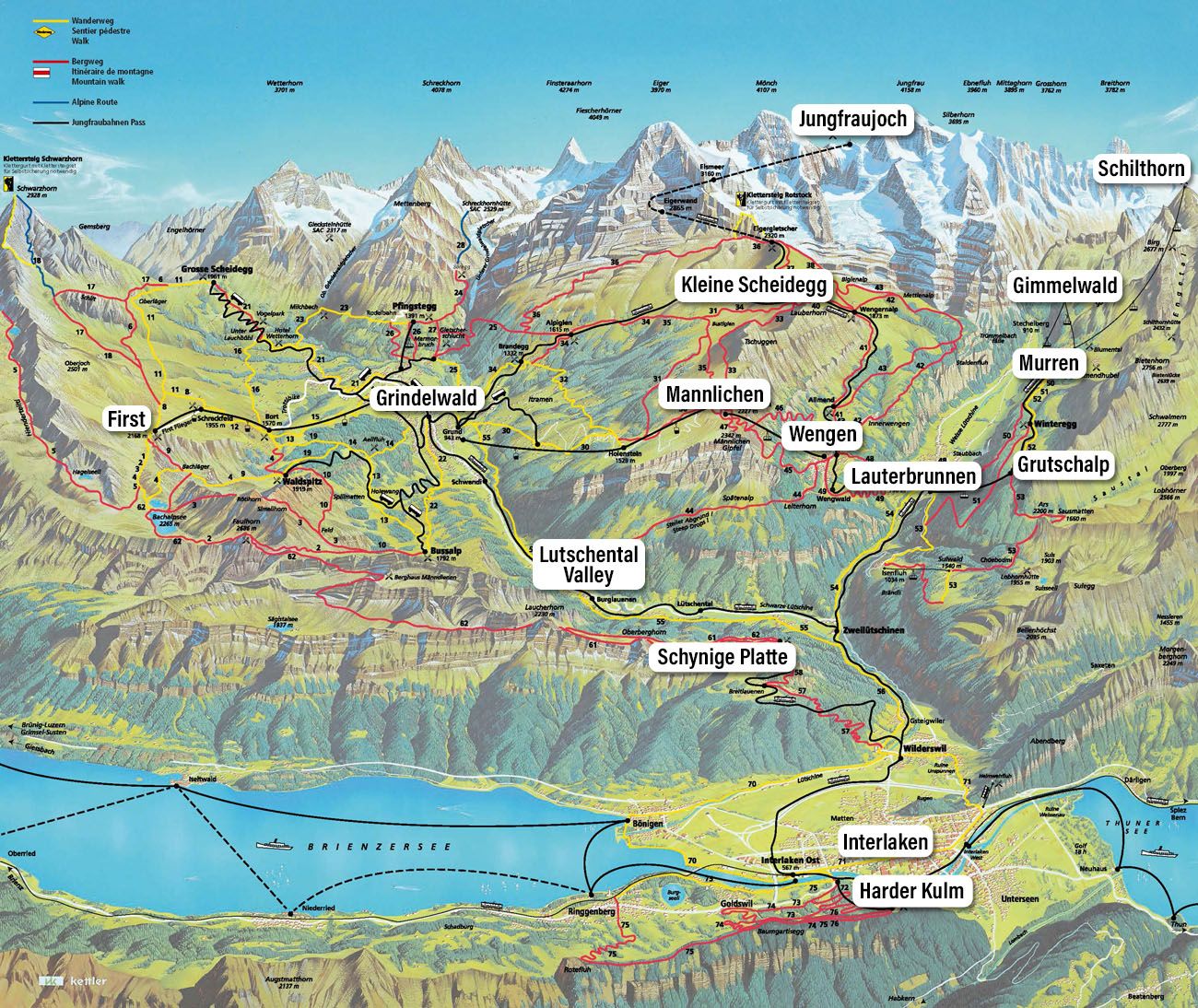 Jungfrau Map for Bernese Oberland Guide