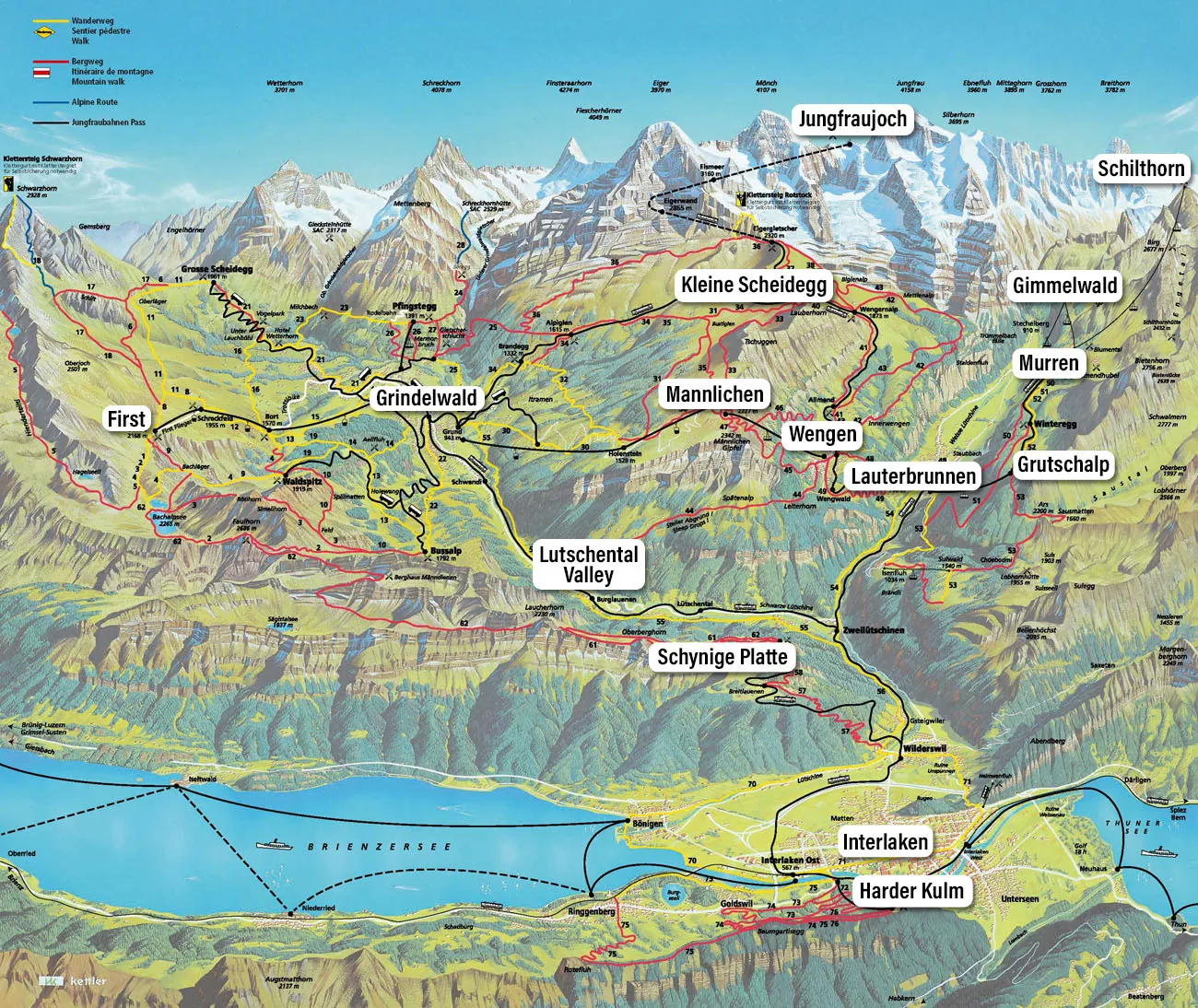 Jungfrau Map for Bernese Oberland Guide