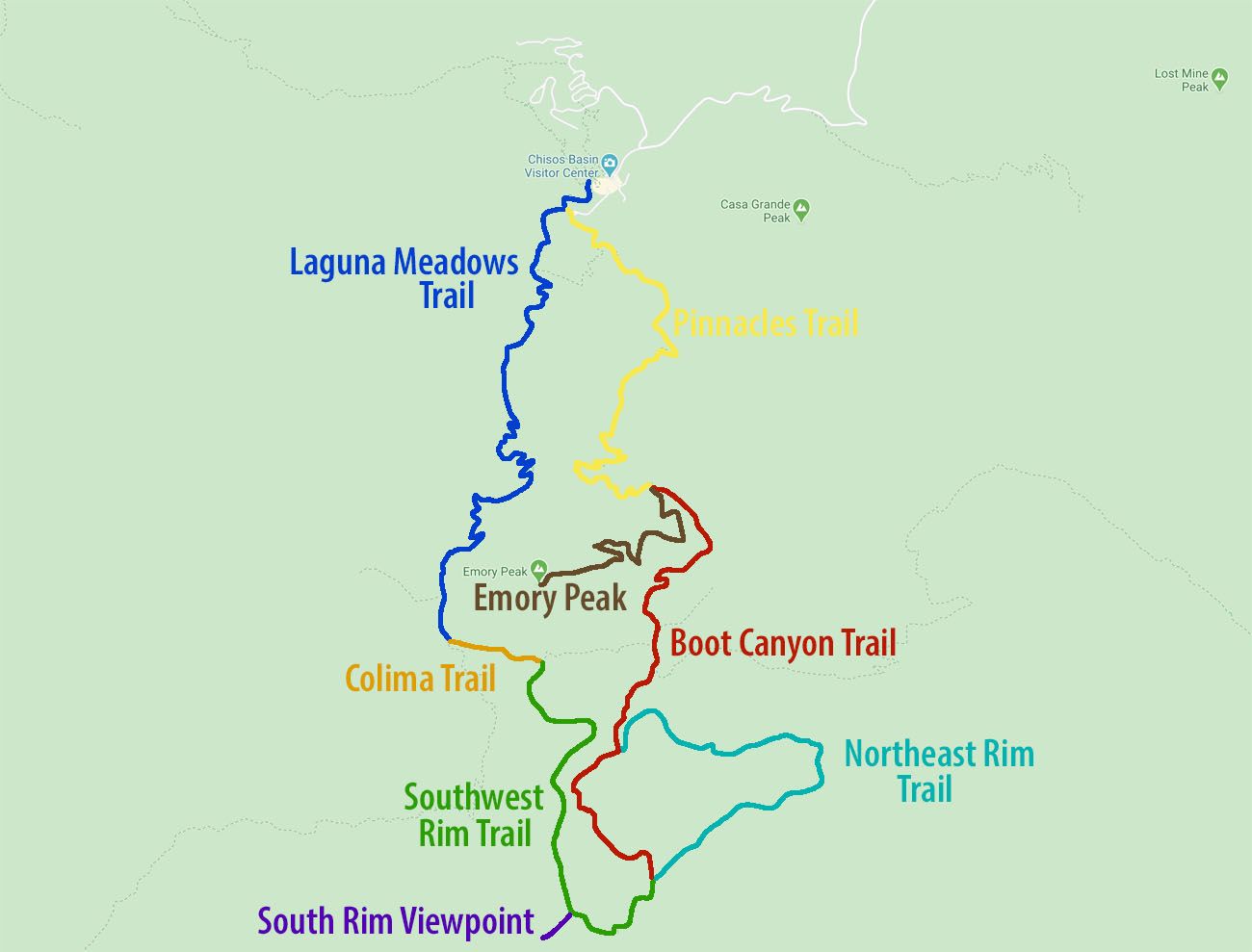 South Rim Trail Map