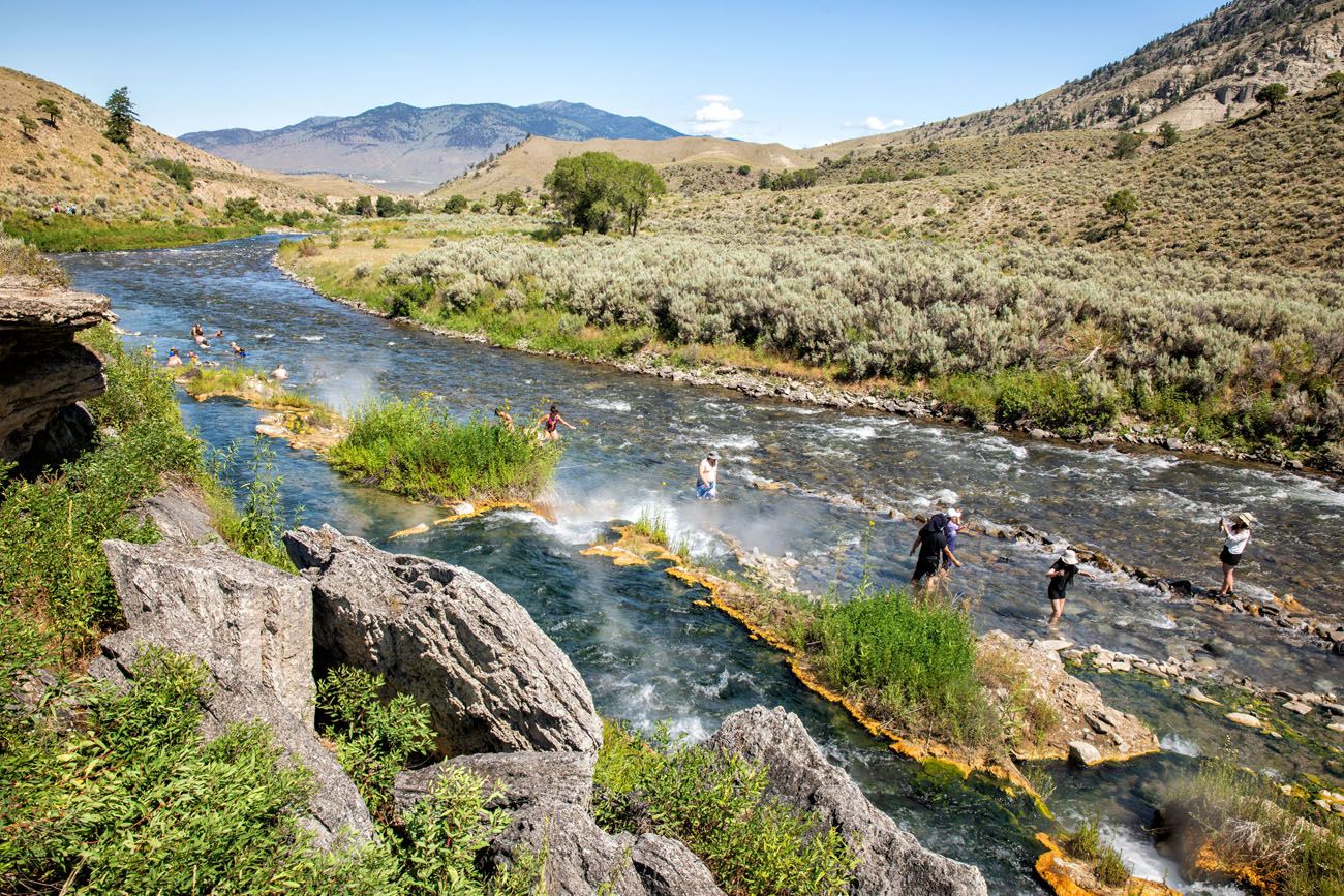 Boiling River geyser basins in Yellowstone