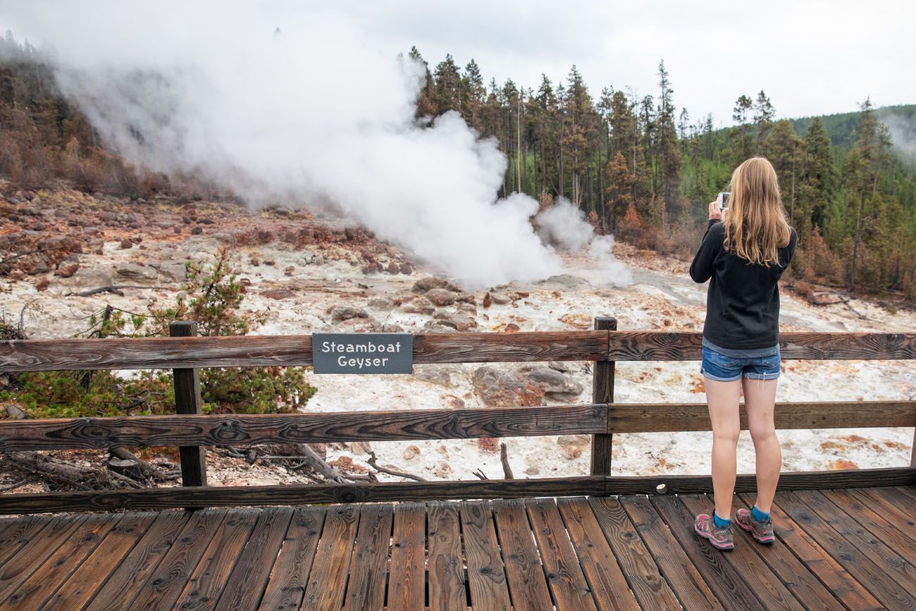 Kara and Steamboat Geyser geyser basins in Yellowstone