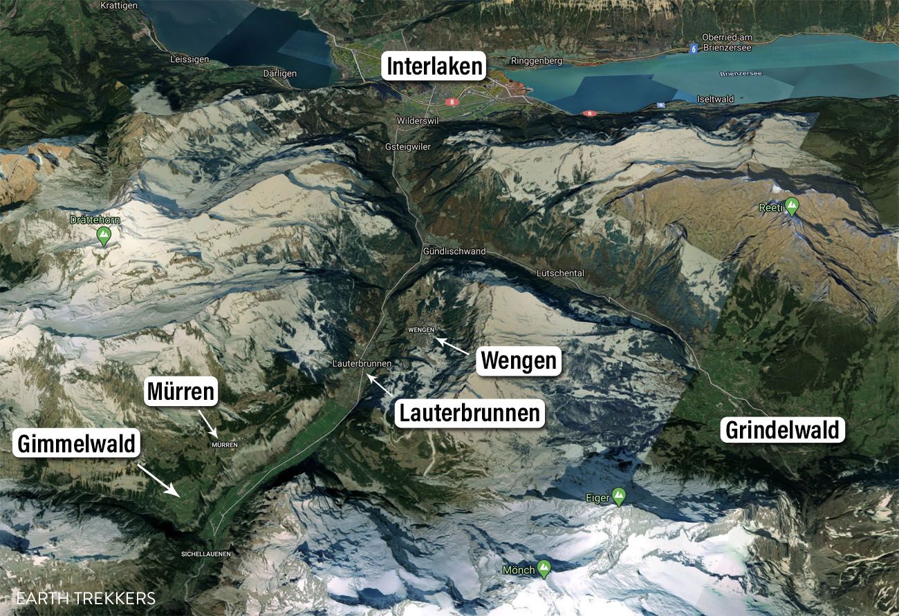 Map of Where to Stay in Jungfrau Region