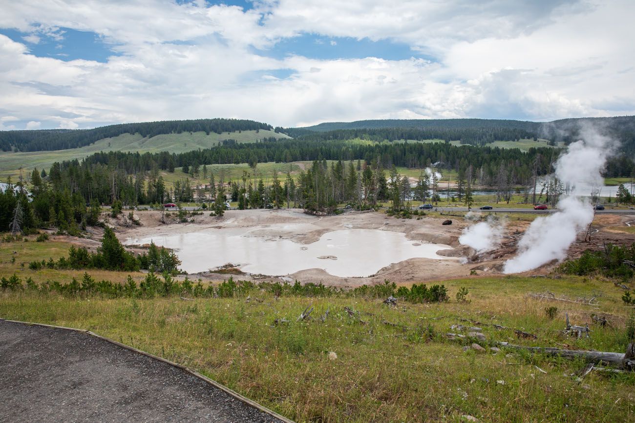 Mud Volcano geyser basins in Yellowstone