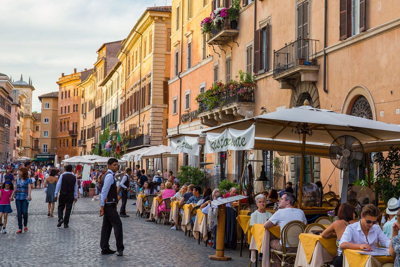 Dinner in Piazza Navona where to stay in Rome