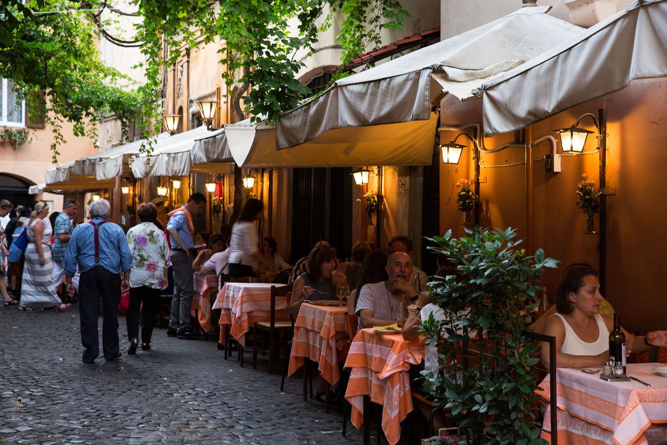 Dinner in Trastevere where to stay in Rome