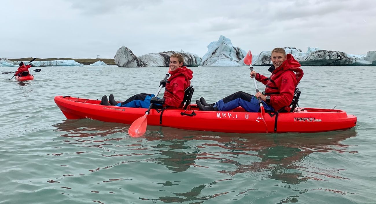 Kayak Jokulsarlon things to do on the south coast of Iceland