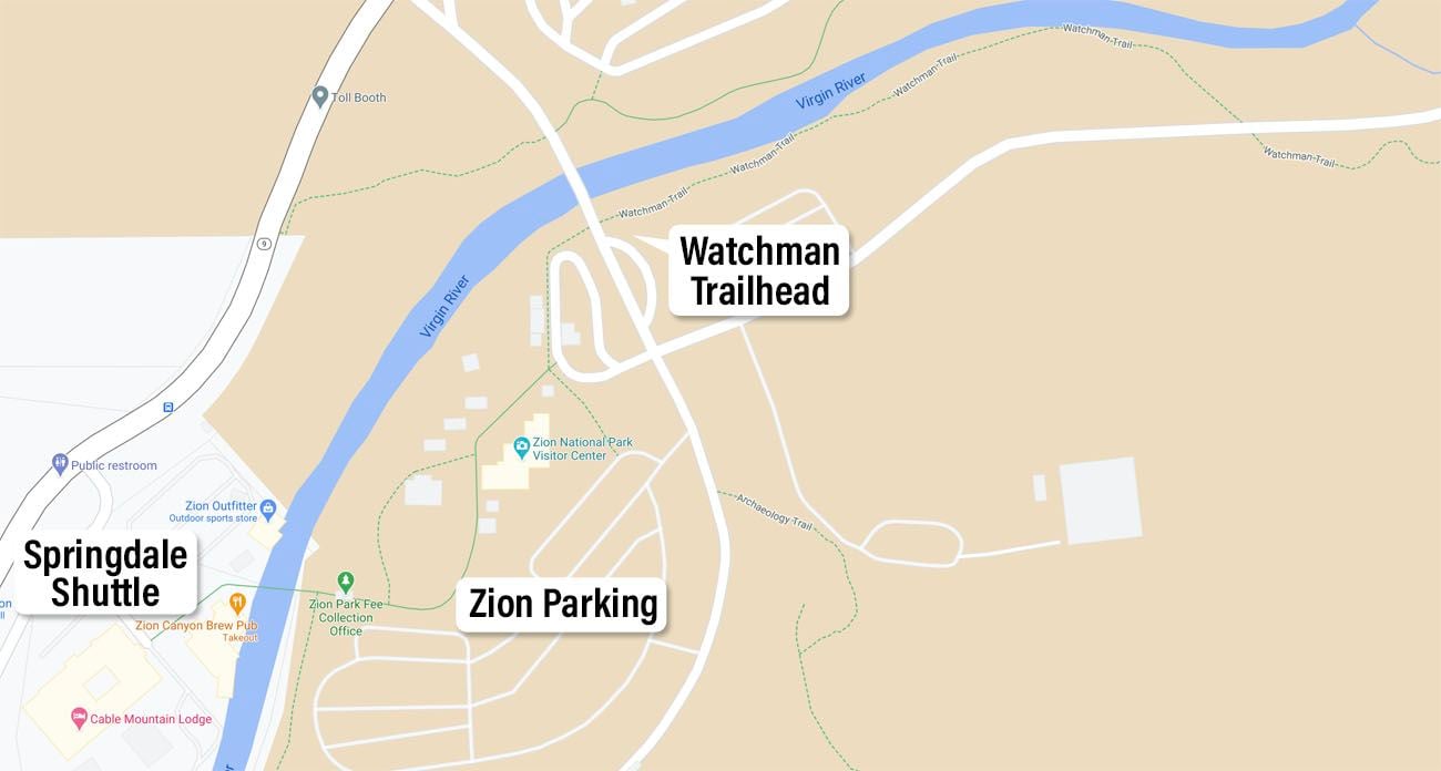Watchman Trailhead Map