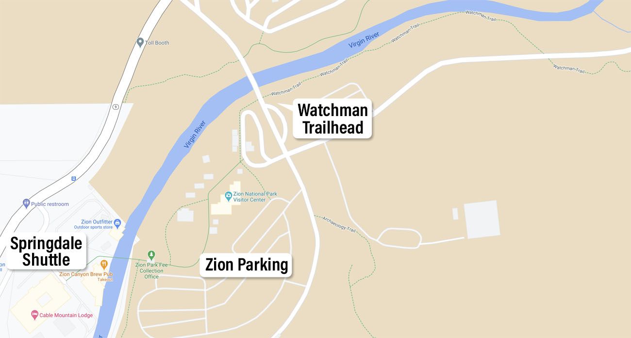 Watchman Trailhead Map