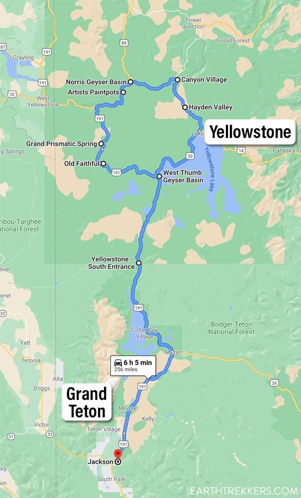 Yellowstone Day Trip Map